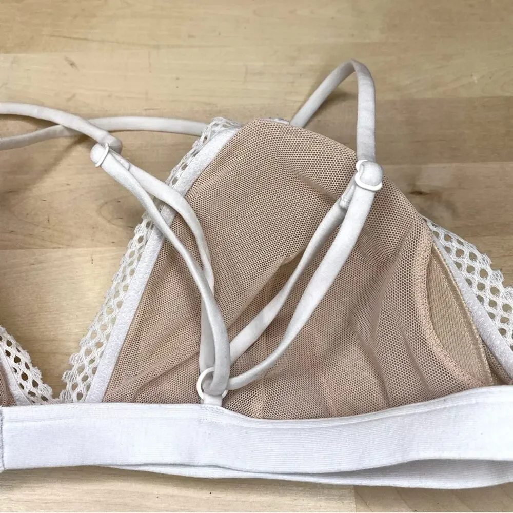 Victorias Secret White Lace Strappy No Wire Bralette